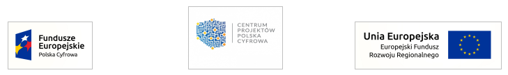 Logotypy funduszy europejskich, funduszy rozwoju regionalnego oraz centrum projektów polska cyfrowa